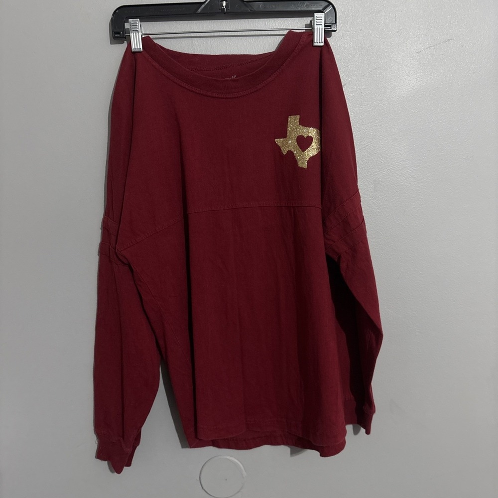 Gold Glitter Heart Texas  Boxercraft  Long‎ Sleeve Shirt Size Small